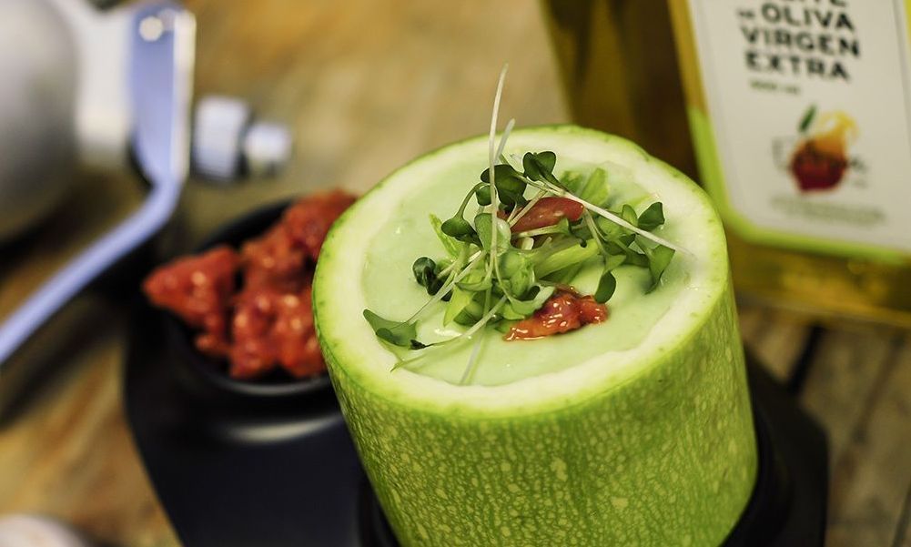 Salmorejo de calabaza con Aceite de Oliva Virgen Extra Selección de la Denominación de Origen Estepa