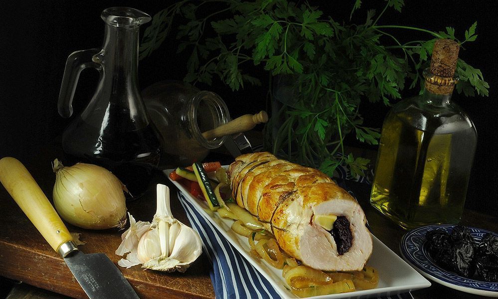 Pechuga de pavo rellena hecha con el mejor aceite de oliva virgen extra