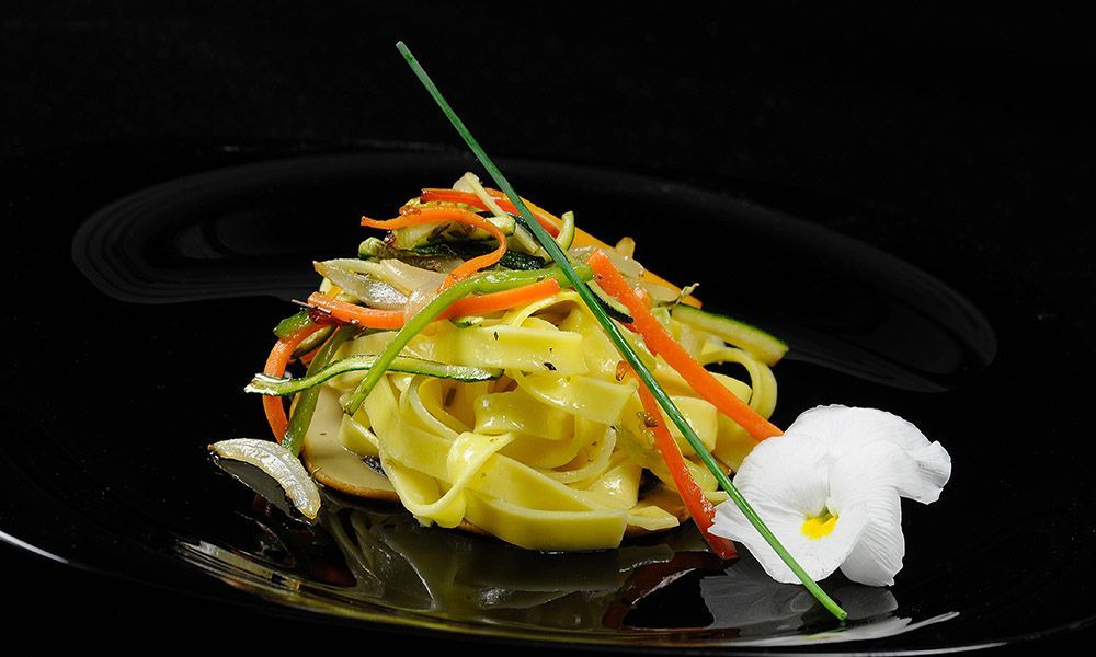 Pasta con verduras y AOVE de la DOP Estepa