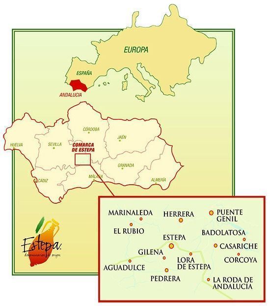 Mapa de la comarca de Estepa Mapa de la comarca de Estepa - Denominación de Origen Protegida Estepa