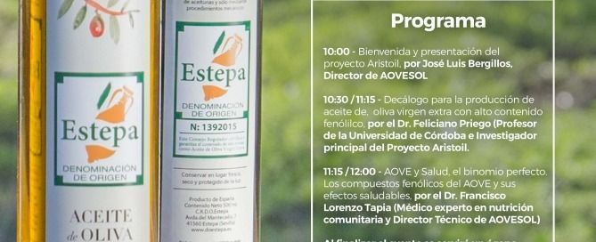 Cartel de la Jornada "Aceite y Salud" celebrada por la DOP Estepa