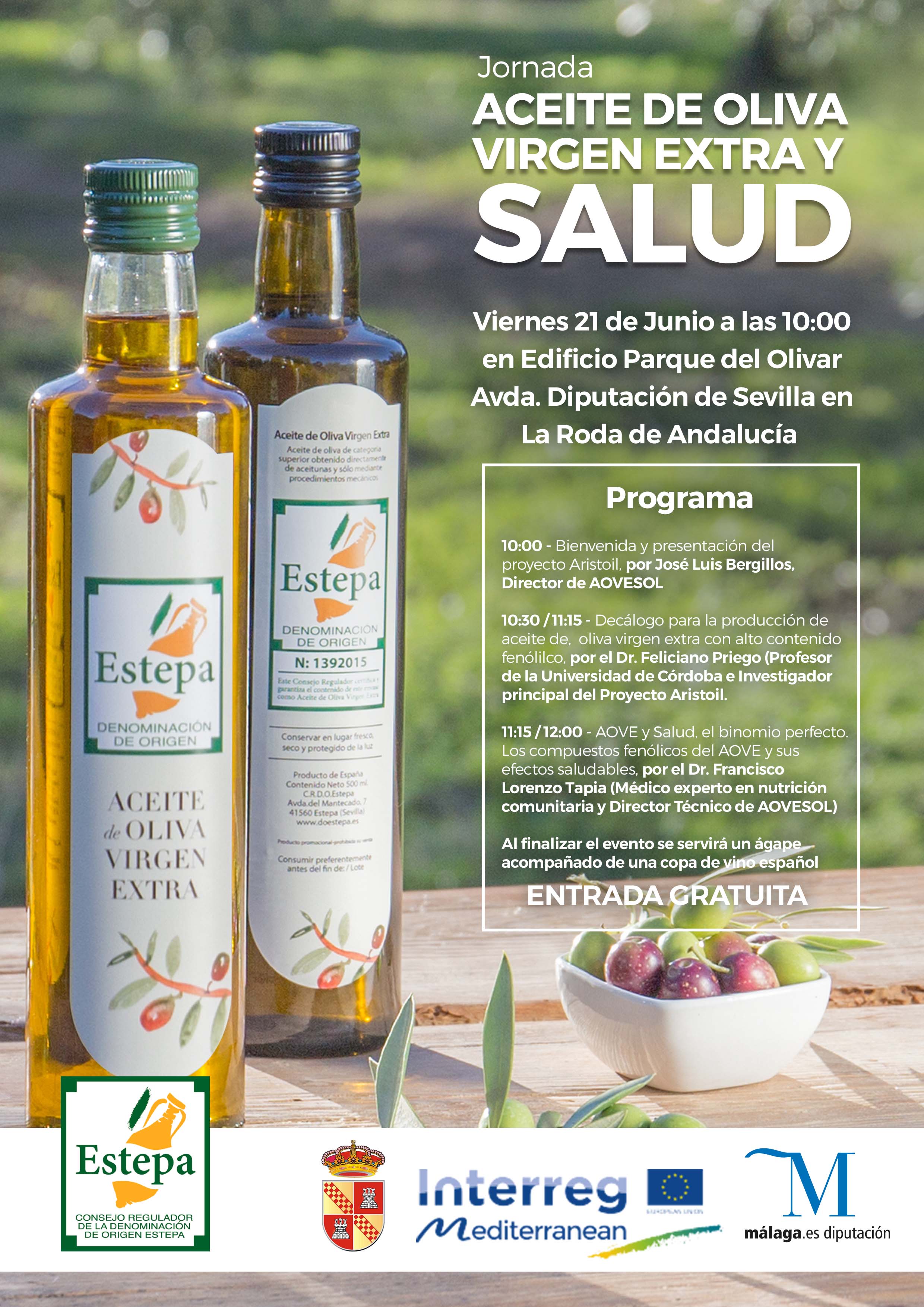 Cartel de la Jornada "Aceite y Salud" celebrada por la DOP Estepa